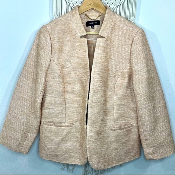 Talbots Peach Tweed Blazer Jacket (Size 14) - Picture 1 of 9